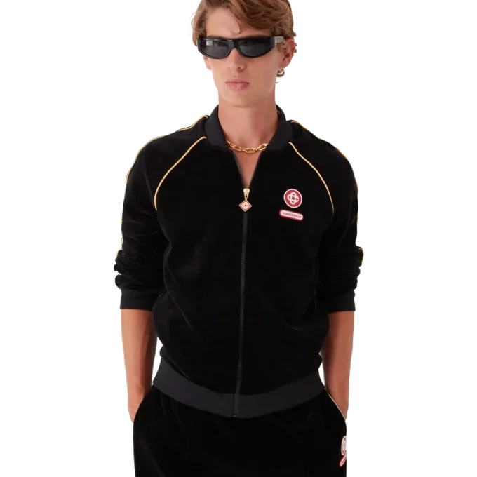 Veste de survêtement en velours à passepoil dégradé