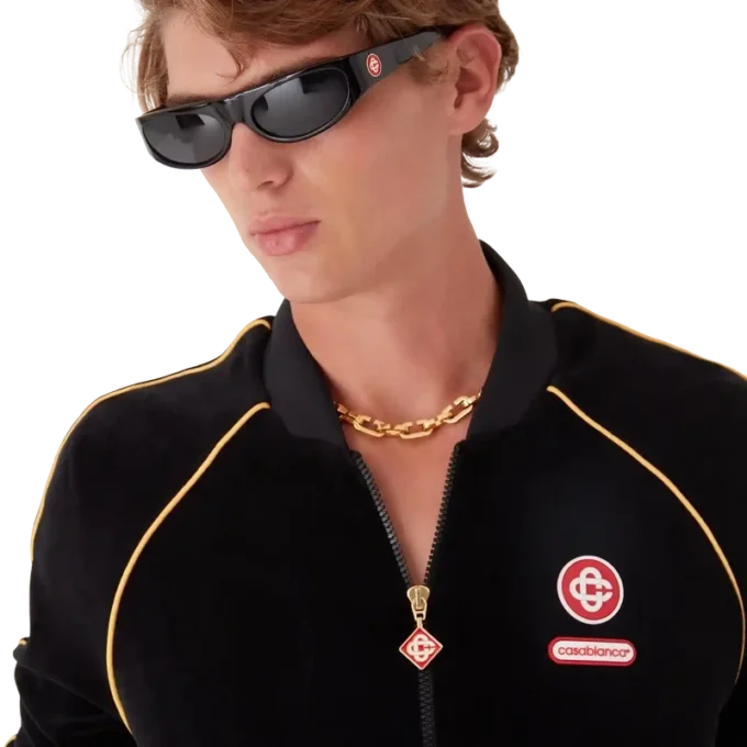 Veste de survêtement en velours à passepoil dégradé