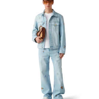 Veste en denim à motif brodé