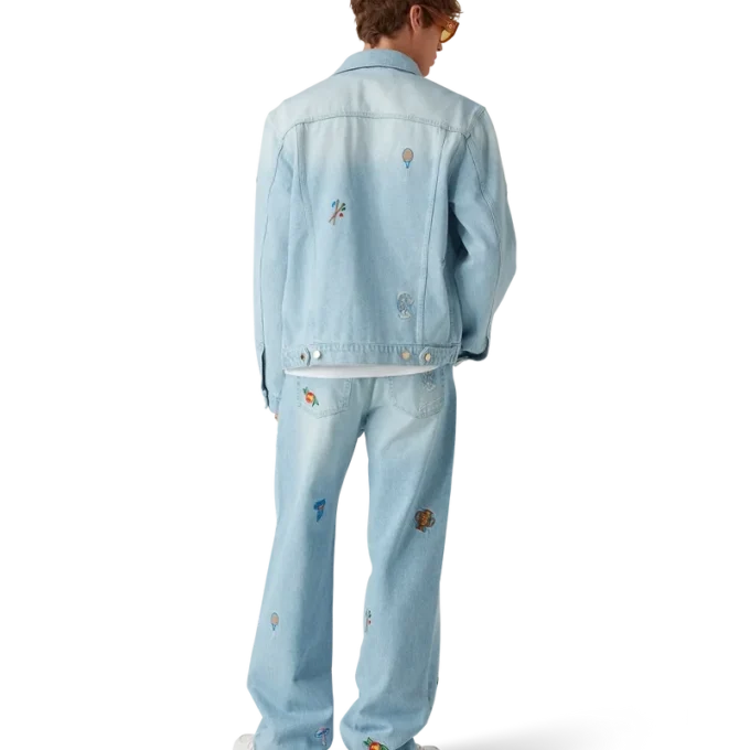 Veste en denim à motif brodé Veste en denim à motif brodé
