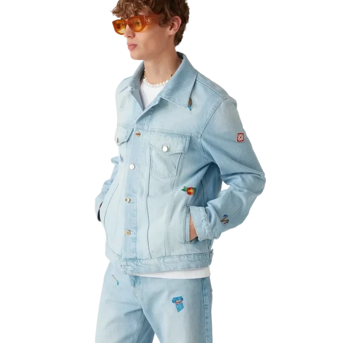 Veste en denim à motif brodé Veste en denim à motif brodé