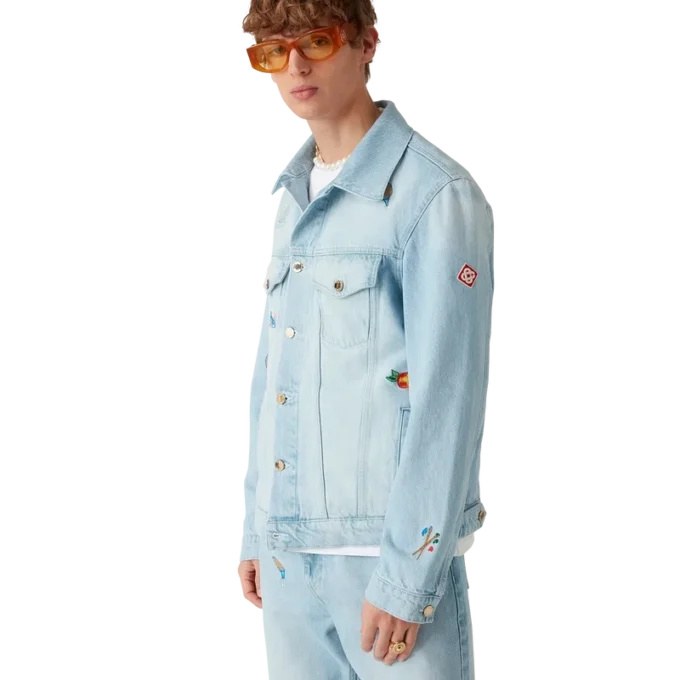 Veste en denim à motif brodé Veste en denim à motif brodé