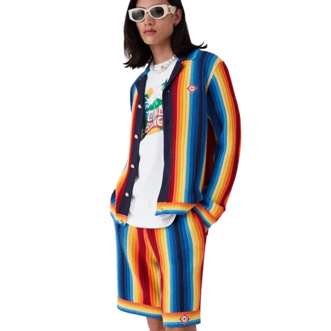 Veste en tissu éponge à rayures dégradées