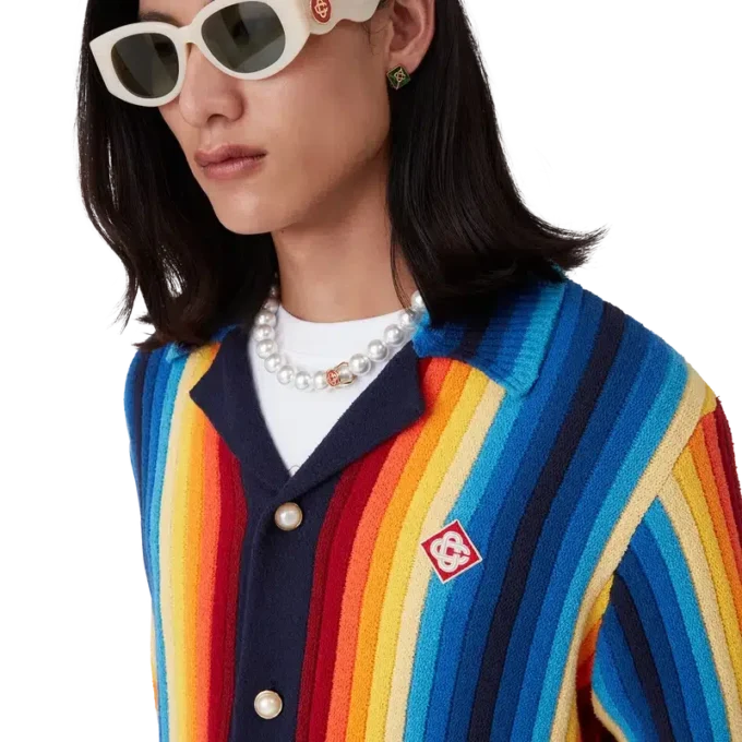 Veste en tissu éponge à rayures dégradées