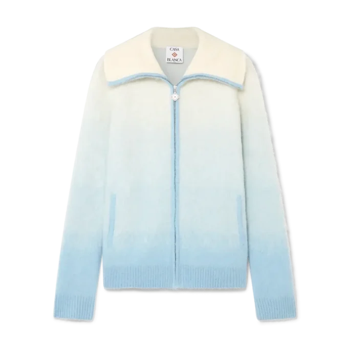 Veste zippée en mohair duveteux dégradé