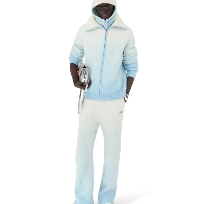 Veste zippée en mohair duveteux dégradé