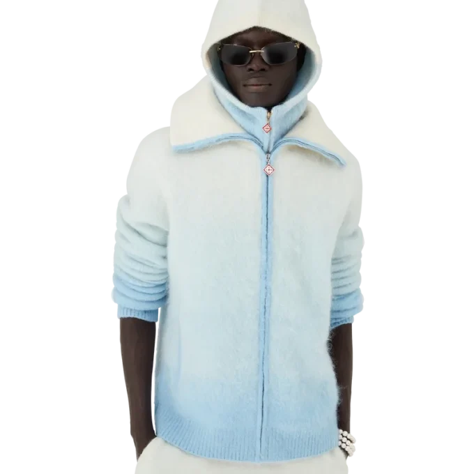 Veste zippée en mohair duveteux dégradé