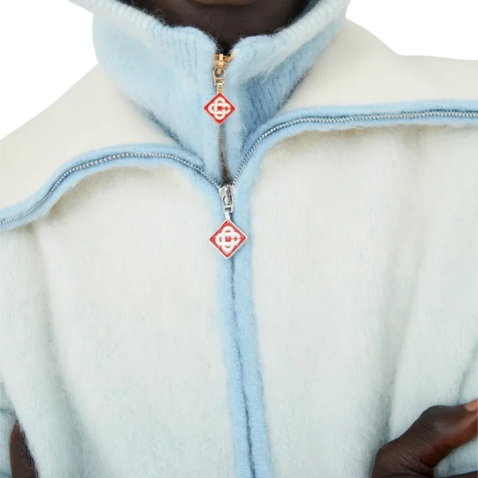 Veste zippée en mohair duveteux dégradé